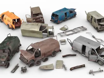 Crashed Van 01 Low-poly 3D model