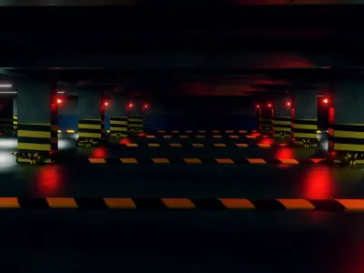 Parking Lot - Low Poly - Game Ready - PBR Low-poly 3D model