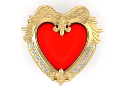 Luxury Heart Shape Ruby Diamond Ring for Women  874 3D print model