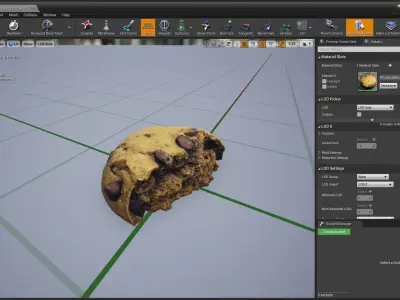 UE4 - Chocolate Cookie 3D Scans - PBR Nanite and Lowpoly Props Low-poly 3D model
