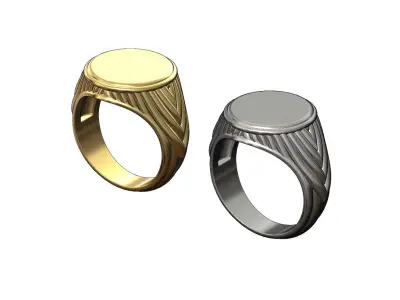Round rope pattern signet Ring 3D print model