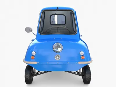 Peel P50 Blue with interior and chassis 3D model