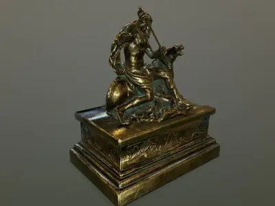 Neptune Statue Low-poly 3D model