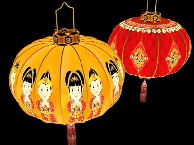 Chinese red lantern  3D model 6