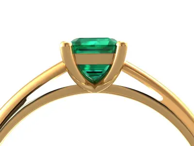 Emerald Cut Engagement Ring 6x4 3D print model