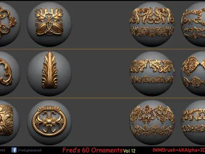 Fred ORNAMENT BRUSH Vol 12-IMMBRUSH-3dModels-4kAlpha Low-poly 3D model