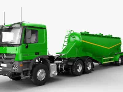 Mercedesbenzactros3354 Bulk Cement Trailer 3D model