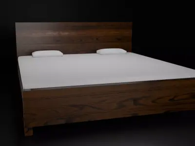 low poly double bed game ready  pbr textured 3D model