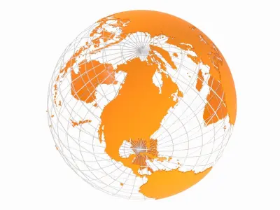 Globe News Skeleton Tangerine Color 3D model