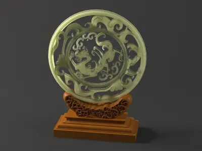 carved model jade seal panlong dragons sculpture  3D model