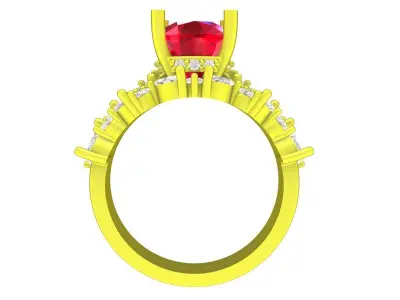 A7534 Luxury Cushion Diamond Engagement Ring 3D Model 3D print model