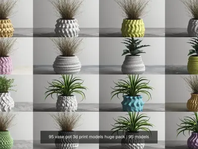 95 vase pot 3d print models huge pack 3D Model Collection