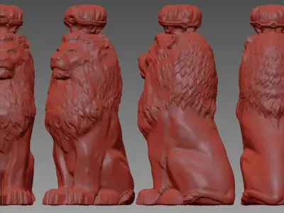 lion statue decor and for 3d printing Low-poly 3D model