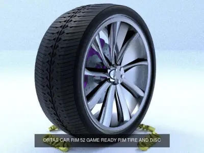 ORTAS CAR RIM 51-52 GAME READY RIM TIRE AND DISC 3D Model Pack