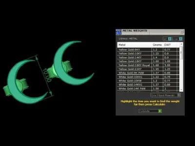 Jewelry Earring Crescent Shape 3D print model