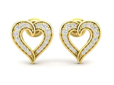 AV 368 White Diamond Ladies Heart Stud Earrings 3D print model