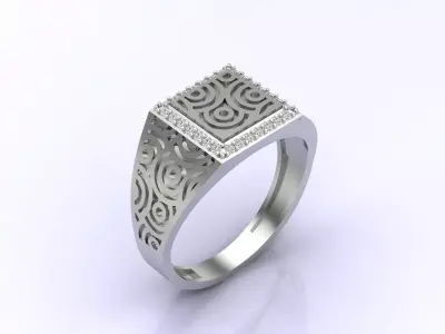 Print Ready STL 3DM  Gents Rings Diamond Men Ring  3D print model 143
