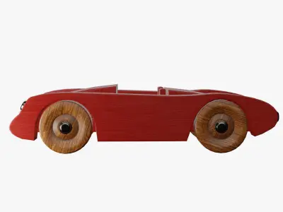 Wooden painted toy sports car 3D model