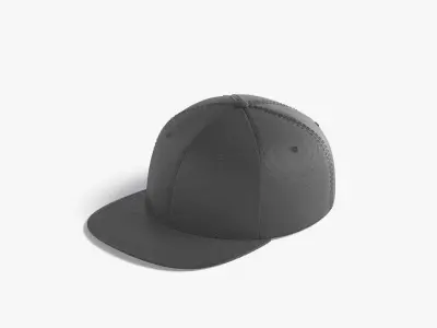 Black Snapback - sport cap with flat visor Low-poly 3D model