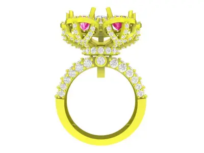 6991 Luxury Heart Diamond Flower Women Ring  3D print model