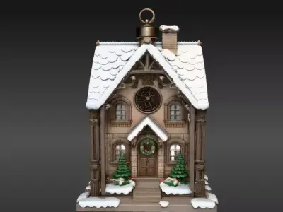 Lantern House 3D Model Christmas Lantern Cottage Print-Ready Low-poly 3D model