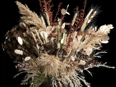 Decorative Bouquets Of Dried Flowers In A Vase 259 3D model
