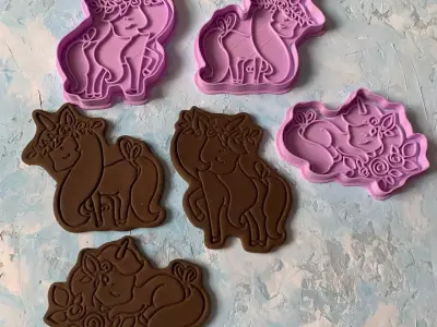Set of unicorns Cookie Cutter 3D print model