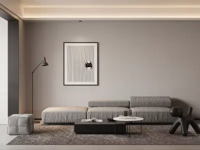 Modern living room dining room interior scenes 141 3D model