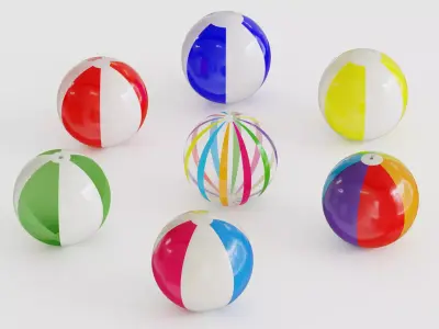 7 Beach Ball Collection Low-poly 3D model