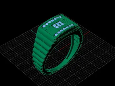 Print Ready STL 3DM  Gents Rings Diamond Men Ring  3D print model 205