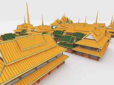 Thailand architecture Low-poly 3D model