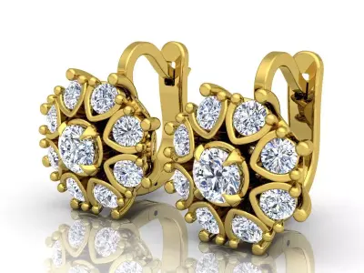 Genuine Emerald Diamond Anzor Style Earrings 3D print model