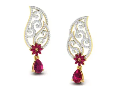 Solitaire Women Earring 3D print model