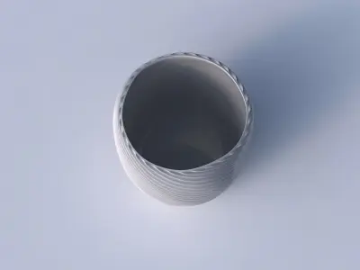 Bowl cylindrical with bent extruded lines 3 3D print model