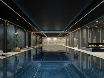 Redshift - C4D scene files - Residential Pool Interior 3D model
