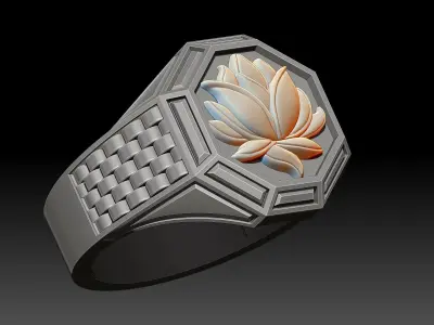 Lotus man ring Sculpture jewelry Gold  3D print model