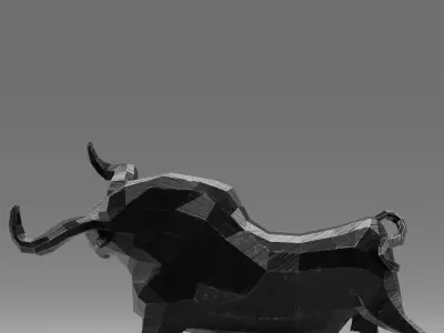 Geometric black bull figurine Low-poly 3D model
