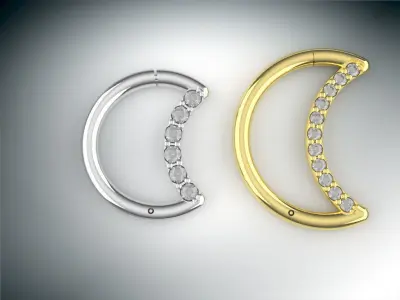Pac 2 sizes piercing Moon segment for ear Daith helix  3D print model