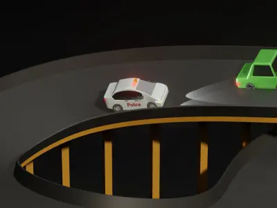 Police and thief Car 3D Model and Loop Animation 3D model