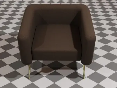 armchair chair with gold legs 3D model
