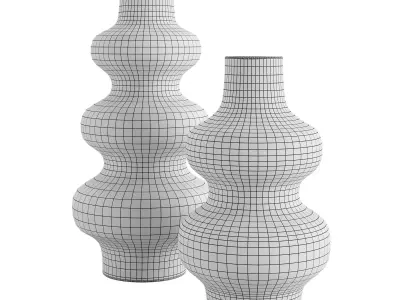 Set 2 decorative white ceramic vase 3D model