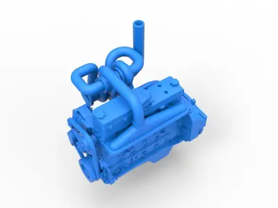 Twin Turbo straight-six engine for semi truck Scale 1 to 25 3D print model