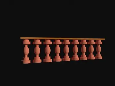 object set of wooden railings 3D print model