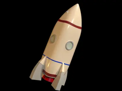 CARTOON WHITE  ROCKET  3D model