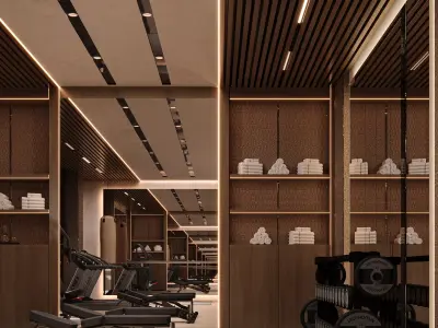 Luxury Home Gym Interior Villa Private Fitness 3Ds Max 3D model