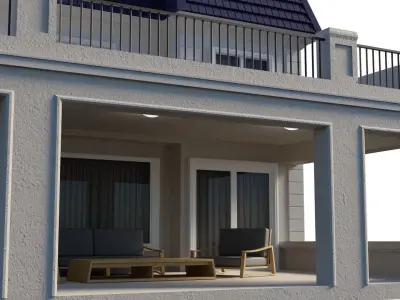 Mansion house with roof 3D model