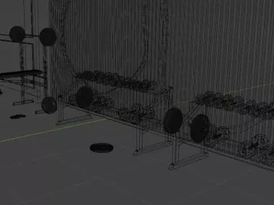 Realistic Gym Environment  Treadmills And Free Weights Included 3D model