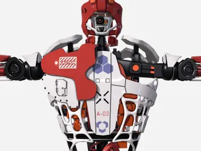 Robot humanoid A-003 Free low-poly 3D model