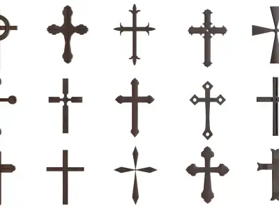 Cross Christianity Symbols Old Wood Low-poly 3D model