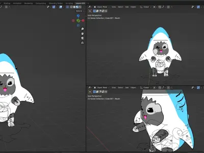 Viral Baby Shark Cats Entire Scenes and Characters Setup 3D model